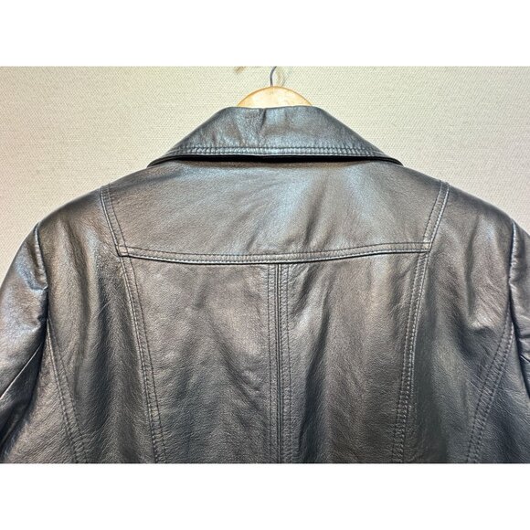 East 5th Womens Genuine Leather Moto Blazer Jacket Large Black Grunge Casual - Picture 12 of 12